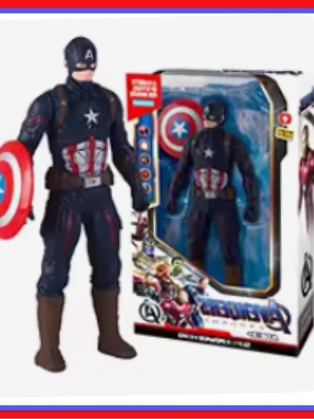Captain America Action Figure with Shield - Blue, Red, White